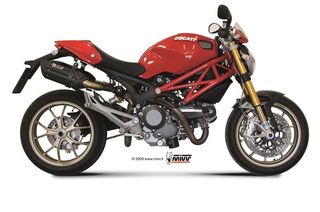 Εξατμίσεις Διπλά Τελικά Mivv Suono Black Steel/Carbon End  Ducati Monster 696/796/1100**