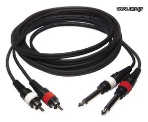 AUDIO CABLE 2XRCA MALE TO 2X6,3MM JACK MONO MALE.