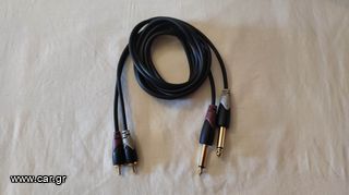 AUDIO CABLE 2XRCA MALE TO 2X6,3MM JACK MONO MALE.