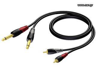 AUDIO CABLE 2XRCA MALE TO 2X6,3MM JACK MONO MALE.