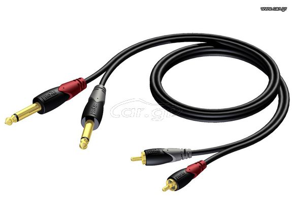 AUDIO CABLE 2XRCA MALE TO 2X6,3MM JACK MONO MALE.