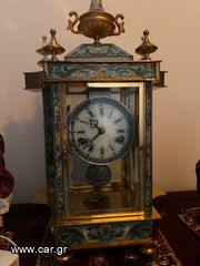 Mid-20th Century Brass or Glass Frame Mantel Clock