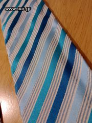 Γραβάτα JOHNSON TYE 100% SILK - BLUE AQUA WHITE