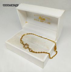 Γυναικείο επιχρυσωμένο βραχιολι διακοσμημένο με λευκά ζιργκον Α9516 ΤΙΜΗ 55 ΕΥΡΩ