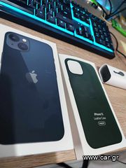iPhone 13 128GB Midnight + Θηκη Apple Magsafe Leather Green (αυθεντικο κουτι + φορτιστη + καλωδιο)