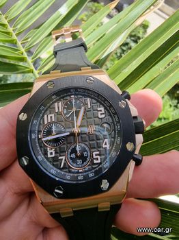 Audemars Piguet Royal Oak Offshore 42 Anthracite Grey Dial Black Rubber Strap Watch 26238OK.OO.A002CA.01 Superclone 3126 movement with seconds at 12