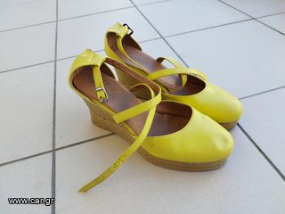 My way shoes πλατφόρμα με χιαστί λουράκια κίτρινη Νο42