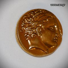 Χρυσό νόμισμα Φίλιππος 323πχ Βασιλιάς της Μακεδονίας αντίγραφο 24Κ 3macro επίχρυσο-thumb-3