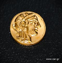 Χρυσό Συλλεκτικό νόμισμα τετραδραχμο Kεφαλή Aθηνάς Κουκουβάγια 24Κ 3macro επίχρυσο