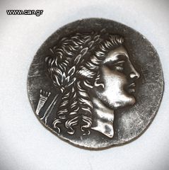 Συλλεκτικό νόμισμα 155-143 π.Χ. Αρχαίο Ελληνικό Νόμισμα Μύρινα Κεφαλή Απόλλωνα -  Τετράδραχμο 31 χλστ. Aργυρό νόμισμα Aθηνών Ασήμι 995 πιστό αντίγραφο