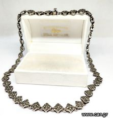Φαρδύ κολιέ Marcasite ασήμι 925 , Vintage κοσμήματα της δεκαετίας του 1980 Α9546 ΤΙΜΗ 135 ΕΥΡΩ