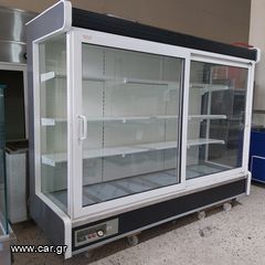 Ψυγείο βιτρίνα μαναβικής self service, 2.52*0.89/0.94*2.00 m, με 3 σειρές ρυθμιζόμενα ράφια, ενσ.μηχανή & συρόμενες πόρτες. Μεταχειρισμένο. Ποιότητα & Τιμή Stockinox