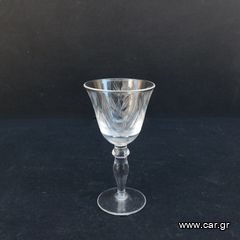 Ποτηράκι κρυστάλλινο διακοσμημένο με εγχάρακτα φυτικά σχέδια, vintage.