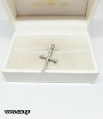 Σταυρός από λευκο χρυσό καράτια 14 χειροποίητο σχέδιο με ζιρκόν Α9096 ΤΙΜΗ 175 ΕΥΡΩ