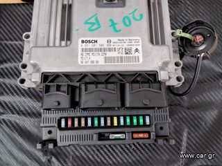 PEUGEOT 207 SET IMMO BOSCH 0 261 201 505,9664738680,MEV17.4,9663798480,BSI 2004 P08-00