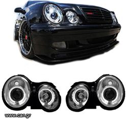 ΦΑΝΑΡΙΑ ΕΜΠΡΟΣ Headlights Mercedes-Benz CLK W208 97-02 Angel Eyes