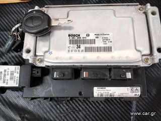 PEUGEOT 206 SET IMMO BOSCH 0 261 206 942,9638783480 id09,ME7.4.4,BSI T1,9688160680,B4