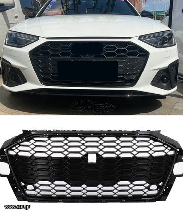 ΜΑΣΚΑ ΕΜΠΡΟΣ Badgeless Front Grille for Audi A4 B9 8W 2nd Facelift (2020-Up) Sedan Avant RS Design Piano Black