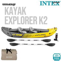 Intex Explorer K2 68307 Φουσκωτό Kayak Θαλάσσης 2 Ατόμων Κίτρινο