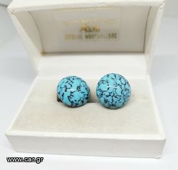 Vintage σκουλαρίκια Robins Egg Blue Marbled Glass με κλιπ NY Estate Jewelry Α9026 ΤΙΜΗ 50 ΕΥΡΩ