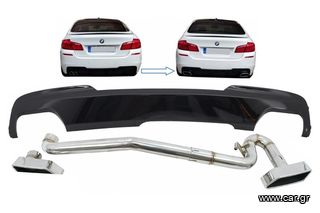 ΠΙΣΩ ΣΠΟΙΛΕΡ + ΕΞΑΤΜΙΣΗ Air Diffuser Brilliant Black BMW 5 Series F10 (2011-2017) M-Technik 550i Design with Exhaust System