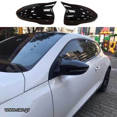 Καπάκια Καθρεφτών Για VW Scirocco 08-17, Eos 06-15, Passat CC 08-12, Jetta 10-18 Γυαλιστερό Μαύρο 2 Τεμάχια