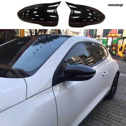 Καπάκια Καθρεφτών Για VW Scirocco 08-17, Eos 06-15, Passat CC 08-12, Jetta 10-18 Γυαλιστερό Μαύρο 2 Τεμάχια