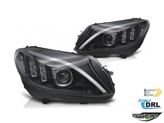 Full led φανάρια εμπρός plug and play Mercedes C classs w205 s205 2014-2018 για έκδοση με απλά μαμά αλογόνου φανάρια DYNAMIC τρεχούμενο φλας