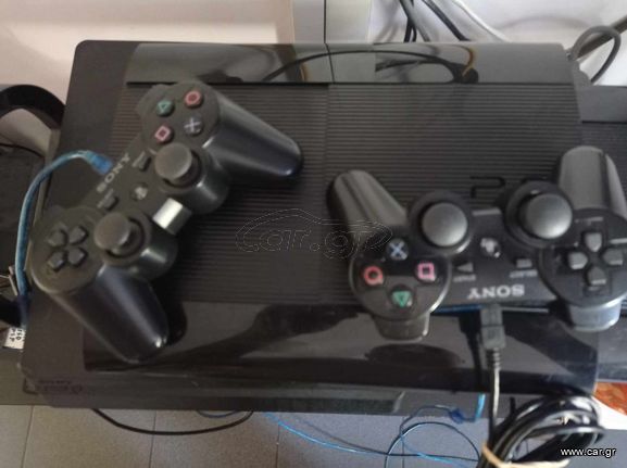 PS3 SUPER SLIM 500giga με 1 κοντρολ ,κομπλε καλωδια,καθαρισμενη,τσιπαρισμενη+10 παιχνιδια δωρο