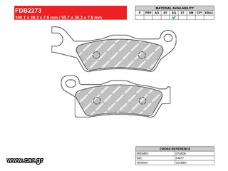 ΤΑΚΑΚΙΑ ΕΜΠΡΟΣ ΔΕΞΙΑ CAN-AM OUTLANDER 550-650-800-1000 / RENEGADE 500-800-1000 FERODO FDB2273SG-thumb-1