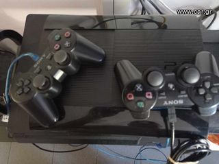 PS3SUPER SLIM 500giga με 2κοντρολ γνησια,κομπλε καλωδια,καθαρισμενη,τσιπαρισμενη+15 παιχνιδια δωρο