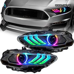 ΦΑΝΑΡΙΑ ΕΜΠΡΟΣ Ford Mustang (18-23): Oracle Dynamic Colorshift LED Headlights (Black Series)