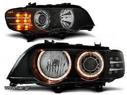ΦΑΝΑΡΙΑ ΕΜΠΡΟΣ X5 E53 HEADLIGHTS ANGEL EYES BLACK fits BMW X5 E53 09.99-10.03 EAUTOSHOP GR
