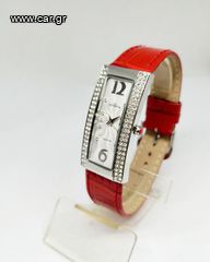 Vintage Ρολόι Bernard Lacombe Quartz γυναικείο ρολόι σε ασημί τόνους με τετράγωνο καντράν & κόκκινο λουράκι A90316 ΤΙΜΗ 260 ΕΥΡΩ