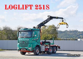 Ανατροπή + Γερανός Mercedes-Benz 2017 AROCS 3363 *ΞΥΛΟ ΜΕΤΑΦΟΡΙΚΟ * LOGLIFT 251S /6x4