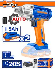 WADFOW ΜΠΟΥΛΟΝΟΚΛΕΙΔΟ ΜΠΑΤ. Li-ion 20V / 1.5Ah / 300Nm / 2 ΜΠΑΤ (WCD1512)