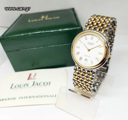 Vintage 1990s Gold-Plated Louis Jacot Γαλλικό αντρικό ρολόι Quartz 21982 A90416 TIMH 280 ΕΥΡΩ