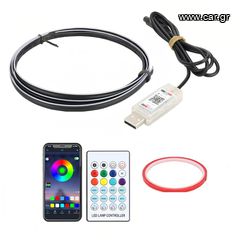 Ambient Car Light Εσωτερικός Φωτισμός Αυτοκινήτου με USB RGB 120cm 1 τεμ.