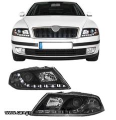 ΦΑΝΑΡΙΑ ΕΜΠΡΟΣ Headlights LED DRL Skoda Octavia 1Z 04-08 DRL