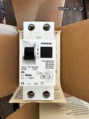 ΡΕΛΕ ΔΙΑΡΡΟΗΣ SIEMENS 5SU3747-0KW06 / 5SU37470KW06 - (NEW IN BOX) CIRCUIT BREAKER 30MA 2P 230VAC C-CURVE 4.5KA