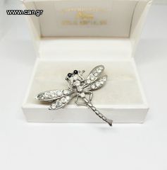 Εξαιρετική Vintage 80΄ Καρφίτσα μεγάλη  Dragonfly με ζιργκόν πέτρες Α9526 ΤΙΜΗ 55 ΕΥΡΩ