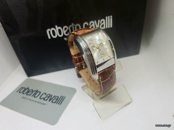 Roberto Cavalli Eso Brown Leather Strap R7251955045 αντρικό ρολόι Quartz A90216 TIMH 400 EΥΡΩ