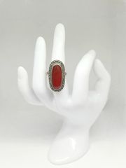 Vintage Carnelian & Μαρκασίτες ασημένιο 925 οβάλ μεγάλο δαχτυλίδι Α9046 ΤΙΜΗ 85 ΕΥΡΩ
