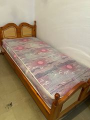 Κρεβάτι μονό ξύλινο από ξύλο μασίφ με στρώμα καινούργιο-thumb-0