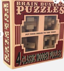 BRAIN  BUSTING PUZZLES  4CLASSIC WOODEN PUZZLES