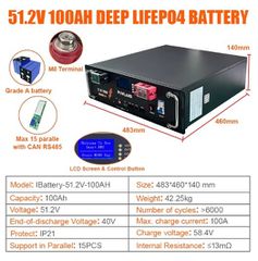 Μπαταρία Βαθιάς Εκφόρτισης Lifepo4 51.2v / 100Ah Rack Mount 5Kwh SUPER ΤΙΜΗ !!!!