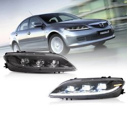 ΦΑΝΑΡΙΑ ΕΜΠΡΟΣ LED Headlights Mazda 6 Pre-Facelift Sedan LED Matrix Projector HeadLights Black