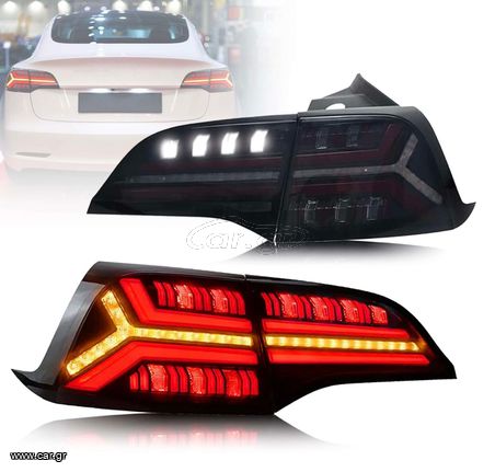 ΦΑΝΑΡΙΑ ΠΙΣΩ 17-22 Tesla Model 3 & 20-22 Tesla Model Y LED Tail Lights With Dynamic Welcome Lighting Smoked