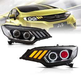 ΦΑΝΑΡΙΑ ΕΜΠΡΟΣ 15-20 Honda Fit/Jazz 3th Gen(GK/GH/GP) Dual Beam Projector [Mustang Style] HeadLights With Demon Eyes Black