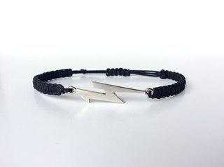 Βραχιόλι ΄Κεραυνός' Μαύρο Μακραμέ & Aσήμι 925 με σχέδιο το Νο 11 - Macrame Βracelet with silver 925